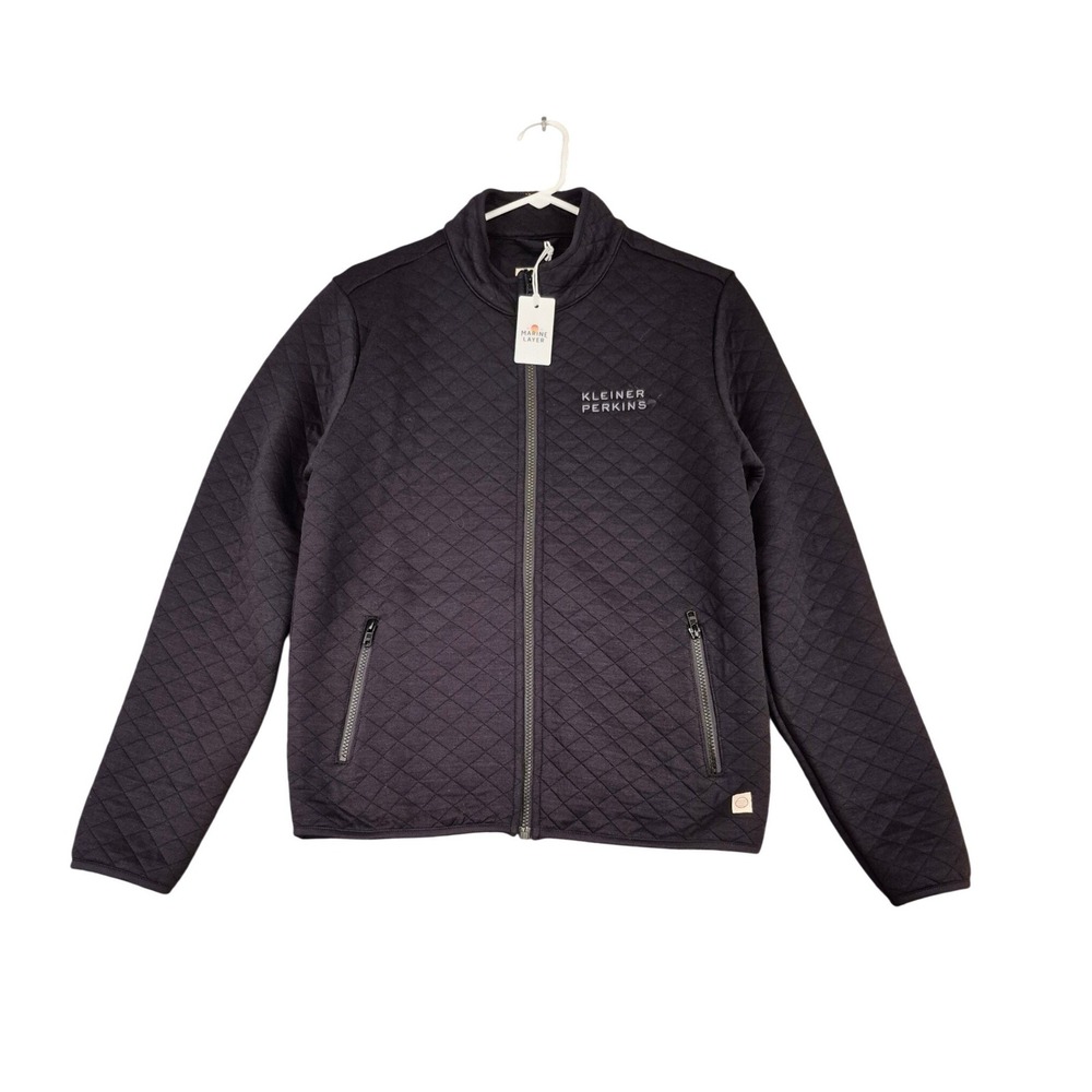 Marine Layer Mens Corbet Full Zip Quilted Jacket Black Small Kleiner Perkins NEW